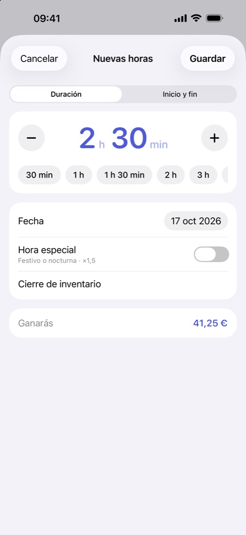 Añadir horas extra